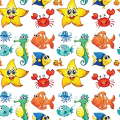 Fish Ocean Water Sea Life Seamless Background Play Mat (rectangle) by Jancukart