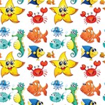 Fish Ocean Water Sea Life Seamless Background Play Mat (Rectangle) Front