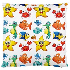 Fish Ocean Water Sea Life Seamless Background Standard Flano Cushion Case (one Side) by Jancukart