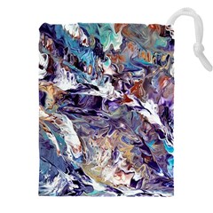 Abstract Cross Currents Drawstring Pouch (5xl) by kaleidomarblingart