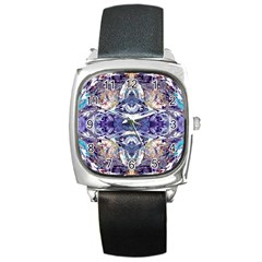 Amethyst Repeats Square Metal Watch by kaleidomarblingart