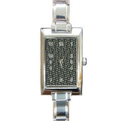 Robot Skull Extreme Close Up Rectangle Italian Charm Watch by dflcprintsclothing