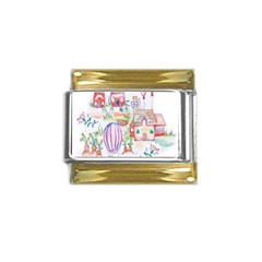 Easter Village  Gold Trim Italian Charm (9mm) by ConteMonfrey