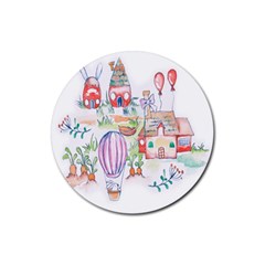 Easter Village  Rubber Round Coaster (4 Pack) by ConteMonfrey
