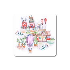 Easter Village  Square Magnet by ConteMonfrey