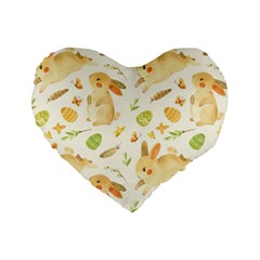 Cute Rabbits - Easter Spirit  Standard 16  Premium Heart Shape Cushions by ConteMonfrey