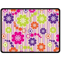 Multicolored Floral Wallpaper Pattern Background Texture Surface Double Sided Fleece Blanket (large) 