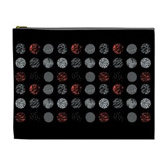 Black And Multicolored Polka Dot Wallpaper Artwork Digital Art Cosmetic Bag (xl) by danenraven