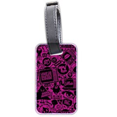 Pink And Black Logo Illustration Luggage Tag (two Sides) by danenraven