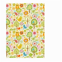 Nature Doodle Art Trees Birds Owl Children Pattern Multi Colored Large Garden Flag (two Sides) by danenraven