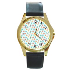 Christmas Textur 02 Round Gold Metal Watch by artworkshop