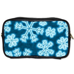 Snowflakes And Star Patterns Blue Frost Toiletries Bag (two Sides) by artworkshop