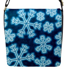 Snowflakes And Star Patterns Blue Frost Flap Closure Messenger Bag (s) by artworkshop