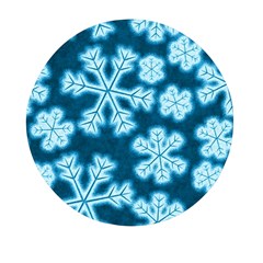 Snowflakes And Star Patterns Blue Frost Mini Round Pill Box (pack Of 5) by artworkshop