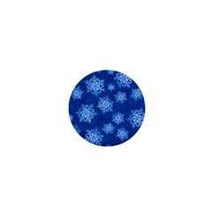 Snowflakes And Star Patterns Blue Snow 1  Mini Magnets by artworkshop