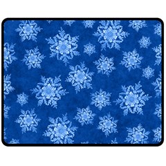 Snowflakes And Star Patterns Blue Snow Double Sided Fleece Blanket (medium)  by artworkshop