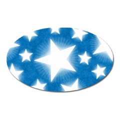 Snowflakes And Star Patterns Blue Stars Oval Magnet