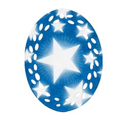 Snowflakes And Star Patterns Blue Stars Oval Filigree Ornament (two Sides) by artworkshop