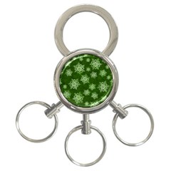 Snowflakes And Star Patterns Green Snow 3-ring Key Chain by artworkshop