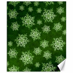 Snowflakes And Star Patterns Green Snow Canvas 8  X 10 