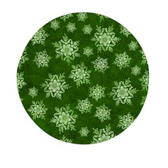 Snowflakes And Star Patterns Green Snow Mini Round Pill Box (pack Of 5) by artworkshop