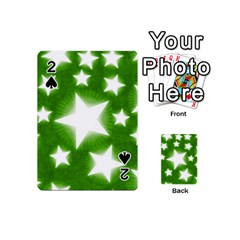 Snowflakes And Star Patterns Green Stars Playing Cards 54 Designs (mini) by artworkshop