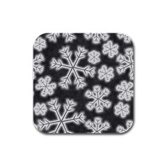 Snowflakes And Star Patterns Grey Frost Rubber Square Coaster (4 Pack)