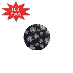 Snowflakes And Star Patterns Grey Snow 1  Mini Magnets (100 Pack)  by artworkshop