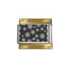 Snowflakes And Star Patterns Grey Snow Gold Trim Italian Charm (9mm) by artworkshop