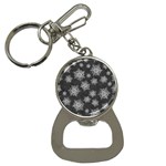 Snowflakes And Star Patterns Grey Snow Bottle Opener Key Chain Front