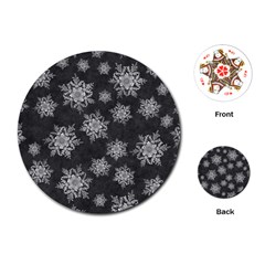 Snowflakes And Star Patterns Grey Snow Playing Cards Single Design (round)