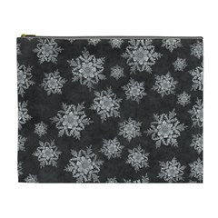 Snowflakes And Star Patterns Grey Snow Cosmetic Bag (xl)