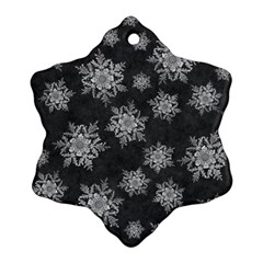 Snowflakes And Star Patterns Grey Snow Ornament (snowflake) by artworkshop