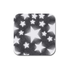 Snowflakes And Star Patterns Grey Stars Rubber Square Coaster (4 Pack)