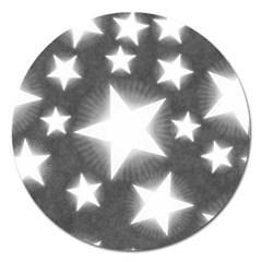 Snowflakes And Star Patterns Grey Stars Magnet 5  (round) by artworkshop