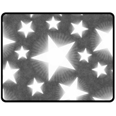 Snowflakes And Star Patterns Grey Stars Double Sided Fleece Blanket (medium)  by artworkshop