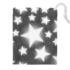 Snowflakes And Star Patterns Grey Stars Drawstring Pouch (4xl) by artworkshop