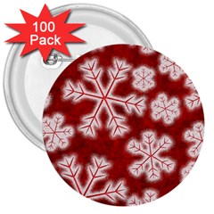 Snowflakes And Star Patterns Red Frost 3  Buttons (100 Pack)  by artworkshop