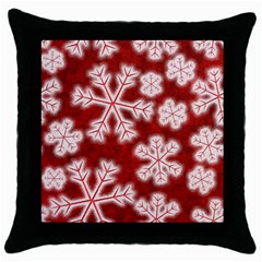 Snowflakes And Star Patterns Red Frost Throw Pillow Case (black)