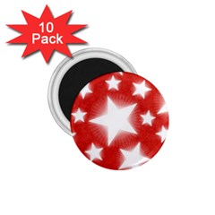 Snowflakes And Star Patterns Red Stars 1 75  Magnets (10 Pack)  by artworkshop