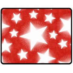 Snowflakes And Star Patterns Red Stars Double Sided Fleece Blanket (medium)  by artworkshop