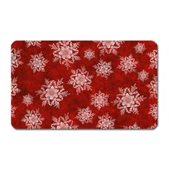 Snowflakes And Star Patternsred Snow Magnet (rectangular) by artworkshop