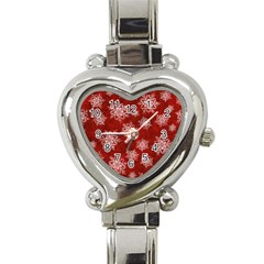 Snowflakes And Star Patternsred Snow Heart Italian Charm Watch by artworkshop