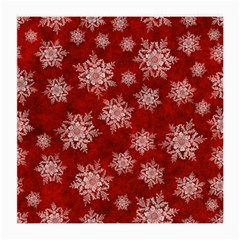 Snowflakes And Star Patternsred Snow Medium Glasses Cloth by artworkshop