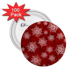 Snowflakes And Star Patternsred Snow 2 25  Buttons (100 Pack)  by artworkshop