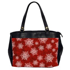 Snowflakes And Star Patternsred Snow Oversize Office Handbag (2 Sides)