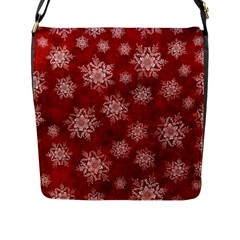 Snowflakes And Star Patternsred Snow Flap Closure Messenger Bag (L)