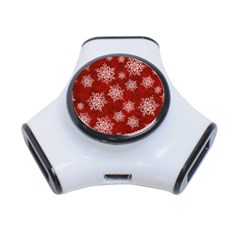 Snowflakes And Star Patternsred Snow 3-port Usb Hub by artworkshop