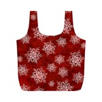 Snowflakes And Star Patternsred Snow Full Print Recycle Bag (M) Front