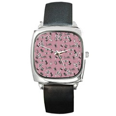 Insects pattern Square Metal Watch